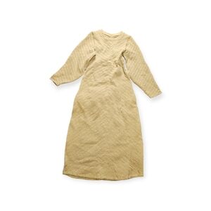 Free People Long Sleeve Textured Maxi Dress Size Large In Dried Aloe NWT